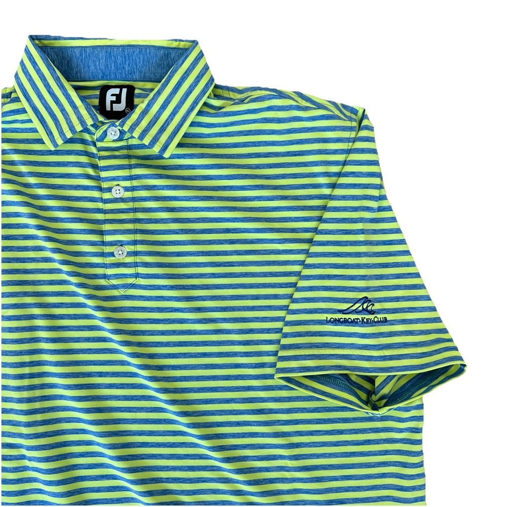 FOOTJOY STRETCH POLY SPANDEX GOLF SHIRT XL LONGBOAT KEY CLUB Golf Stripe PERFECT